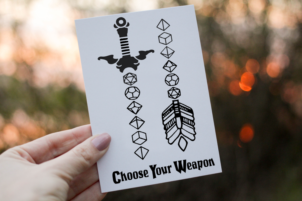 Choose Your Weapon Dungeons and Dragons Birthday Card